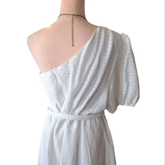 Nine West White Knight One Shoulder Fit and Flare Mini Dress XL - Picture 13 of 15